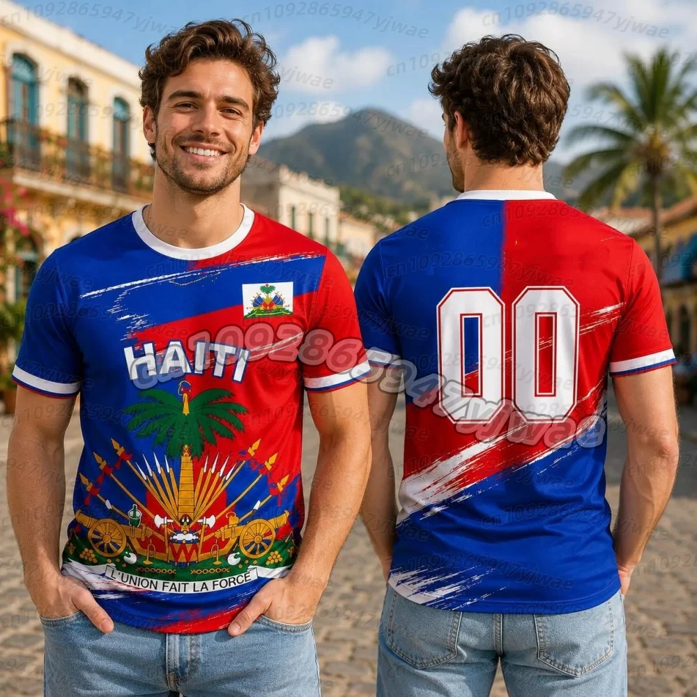 2026 women HAITI flag Football fans Jerseys For Men Classic Brazil Short Sleeve Tees Casual O-neck Sports Tshirts women  t-shirt