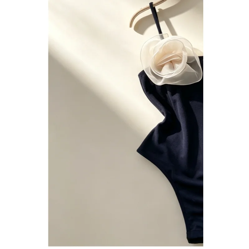 Women Sexy French Elegance Sleeveless Patchwork Flower Gauze Hotsweet Underwear Comfortable Black Bodysuits Camis Slimming New view 6