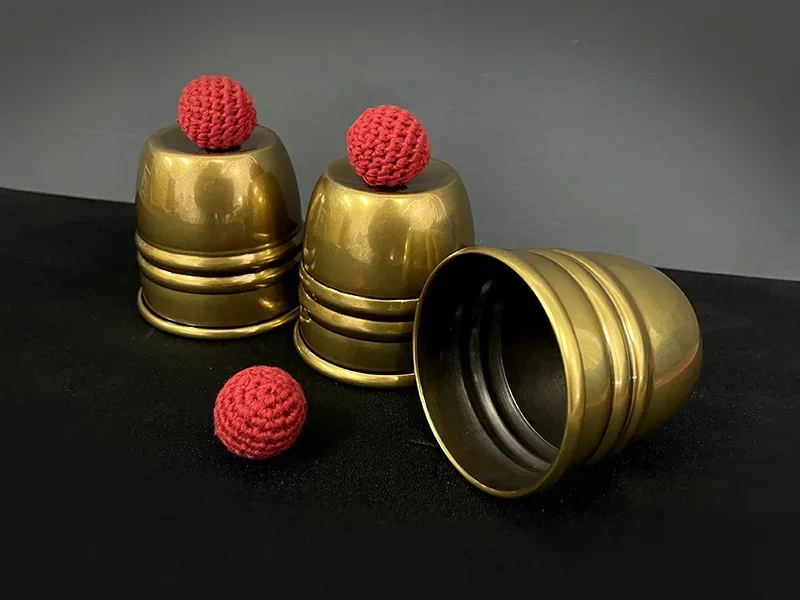 Super Cups and Balls Brass Aged By Oliver Chop Cup Magic Trick Ball Vanish and Appearance Effec Professional Magician Props