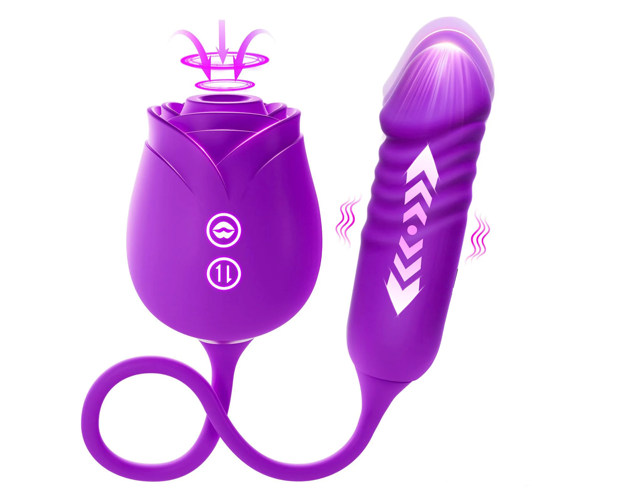 Rose Shaped Couples Vibrator for Women, Wearable Dual Stimulation Adult Toy, Soft Silicone Flexible Link Intimate Massager, Easy Control Self Care Gift