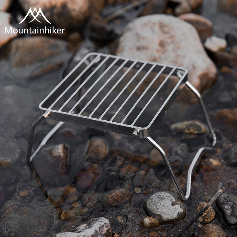 Imagem -03 - Mountainhiker ao ar Livre Rack de Churrasco Fogão Rack Dobrável Mini Pot Rack Acampamento Churrasqueira Aço Inoxidável