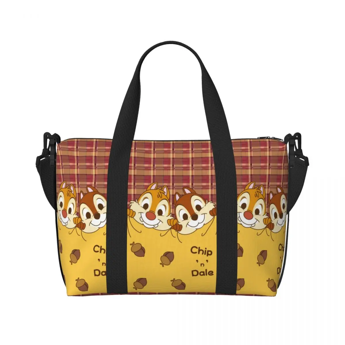 

Большая забавная сумка-шоппер с мультяшными персонажами Чипом и Дейлом для женщин, на плечо, для спортзала, пляжа, путешествий
