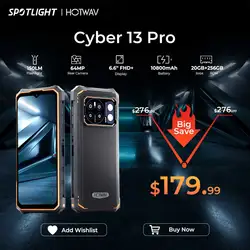 HOTWAV 사이버 13 프로 150LM 손전등, 20GB + 256GB 6.6 인치 FHD + 2K 10800mAh 20W 고속 충전, 64MP 안드로이드 13 글로벌