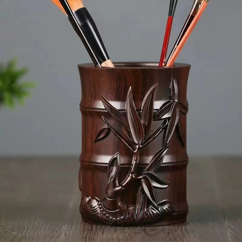 Ebony pen holder, inkstone, wooden paperweight, four treasures of the study, sandalwood ashtray, wooden