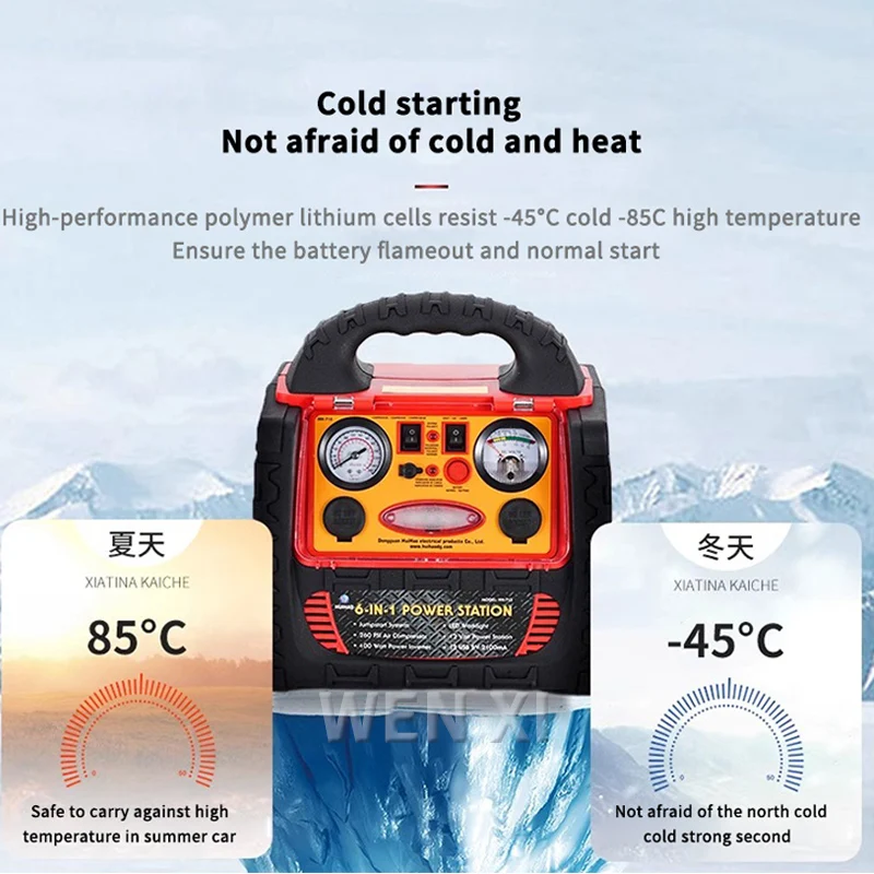 12/24V 22KMAH 휴대용 발전소 점프 스타터, 260 PSI 타이어 팽창기/공기 압축기 400W 전원 인버터 듀얼 AC/DC 포트