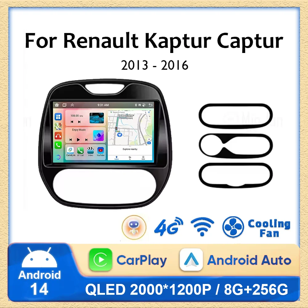 

Android 14 Car Radio Wireless Carplay Auto for Renault Kaptur Captur Clio Samsung QM3 2013 2014 2015 2016 Multimedia Player