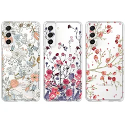 for Samsung Galaxy S25 S24 S23 S22 S21 Ultra Plus FE 5G A54 A53 A73 A52S A33 A72 Case Cute Flower Clear Soft Full Camera Cover