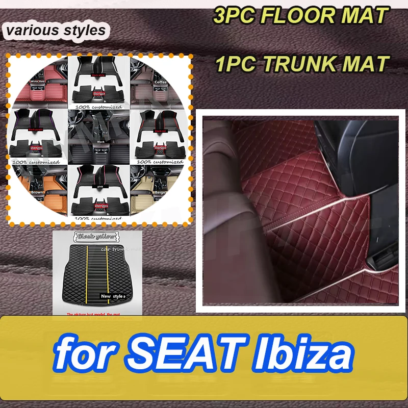 

LUXURY Car Floor Mats For SEAT Ibiza 6J 6P MK4 2008~2017 Waterproof Rugs Durable Carpets Luxury Leather Mat