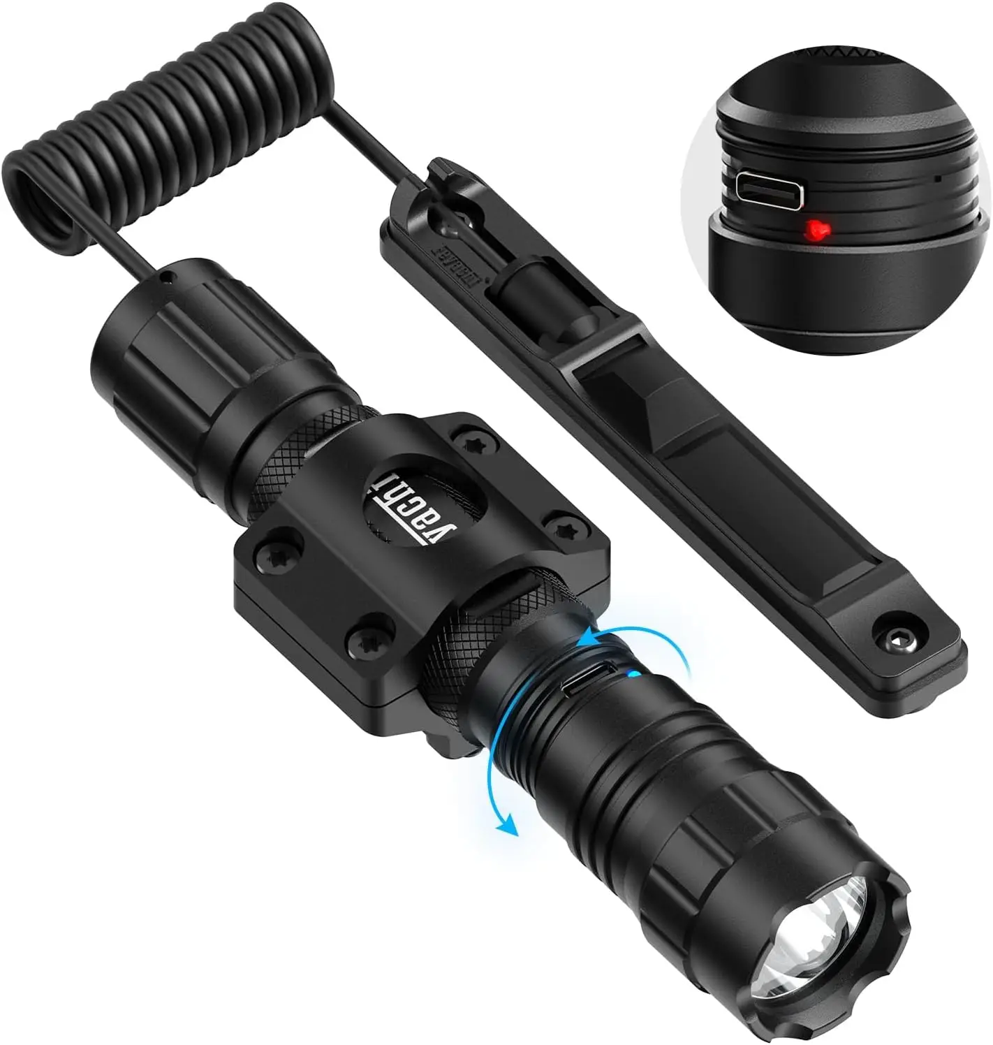 

Feyachi 1500 Lumen LED Tactical Flashlight Rechargeable IPX7 Protection 4 Modes Weapon Light Mlok Rail Flashlight Included