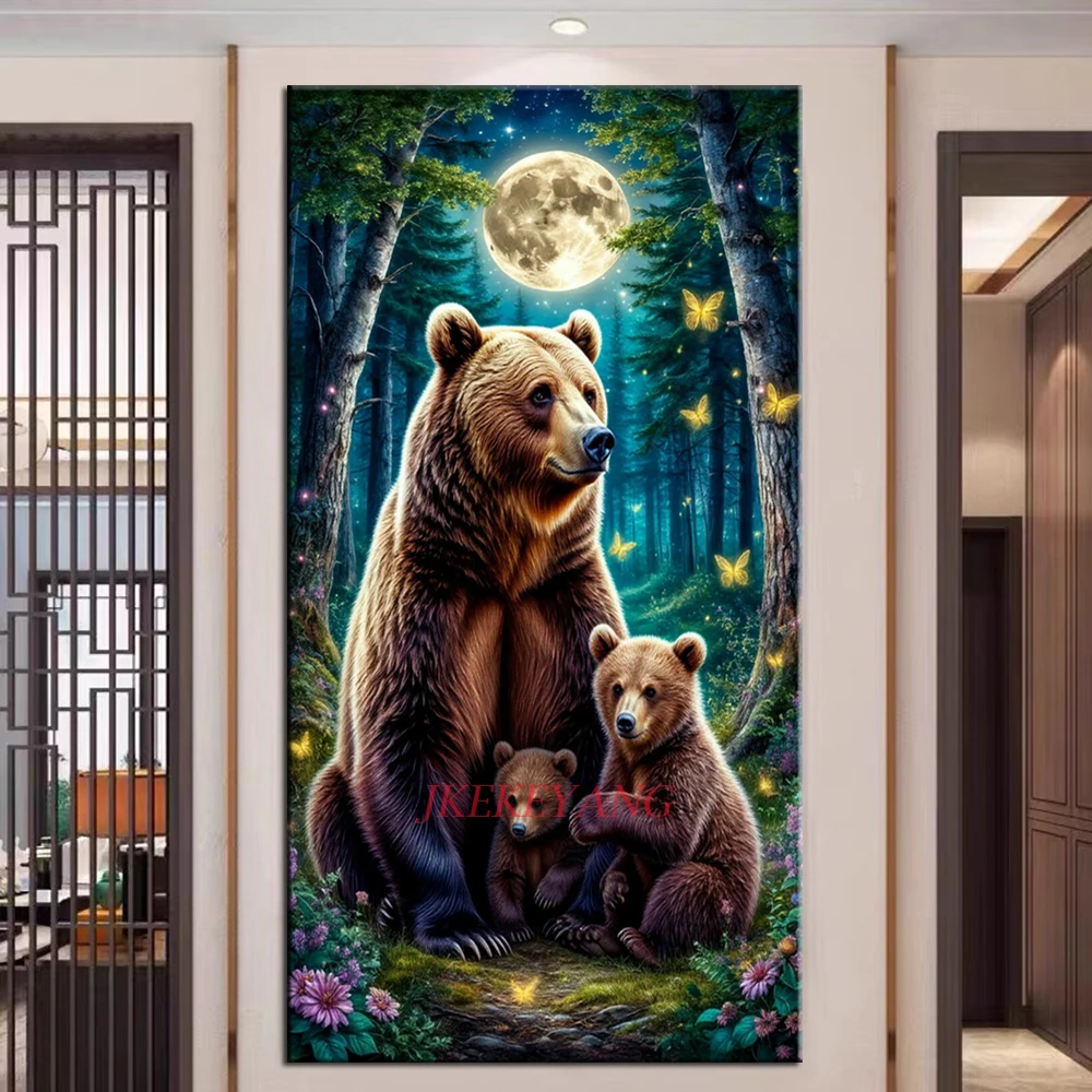 The Bear Family in the Forest DIY Diamond Painting Cross Stitch Kit Full Drills Diamond Mosaic New Collection Home Decor Gift