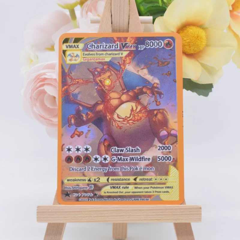 

ГОРЯЧО! Коллекционные карты Покемон 2026: Сияющий Чаризард, Голографический Чаризард Ex GX VMX – Редкие боевые карты для хобби, игрушки, подарки