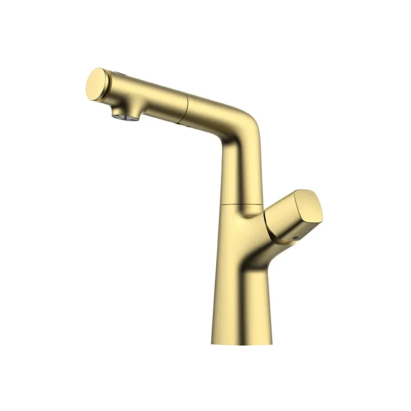 Adjustable Height Basin Faucet with Pull-Out Function, Rotating Cold And Hot Tap For Bathroom Sink