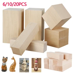 6/10/20Pcs Basswood Carving Block Natural Cork Unfinished DIY Wood Crafts Carving Block Art Supplies for Beginners/Craft Lovers