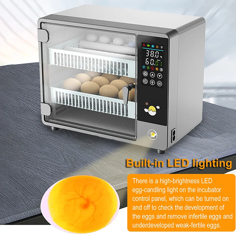 24 Eggs Fully Automatic Incubator Control Touch Screen Dual Power, Single Power Incubator For Chicken/Duck/Goose/Pigeon/Peacock