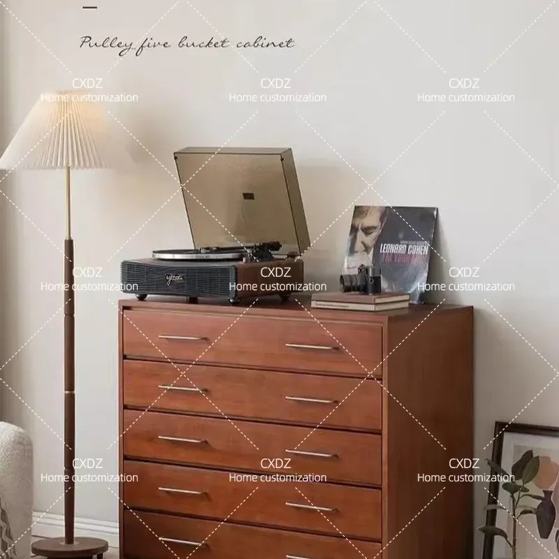Nordic Mobile Chest of Drawers Simple Solid Wood Bedroom Storage Cabinet Living Room Side Table Multi Layer Drawer Organizer