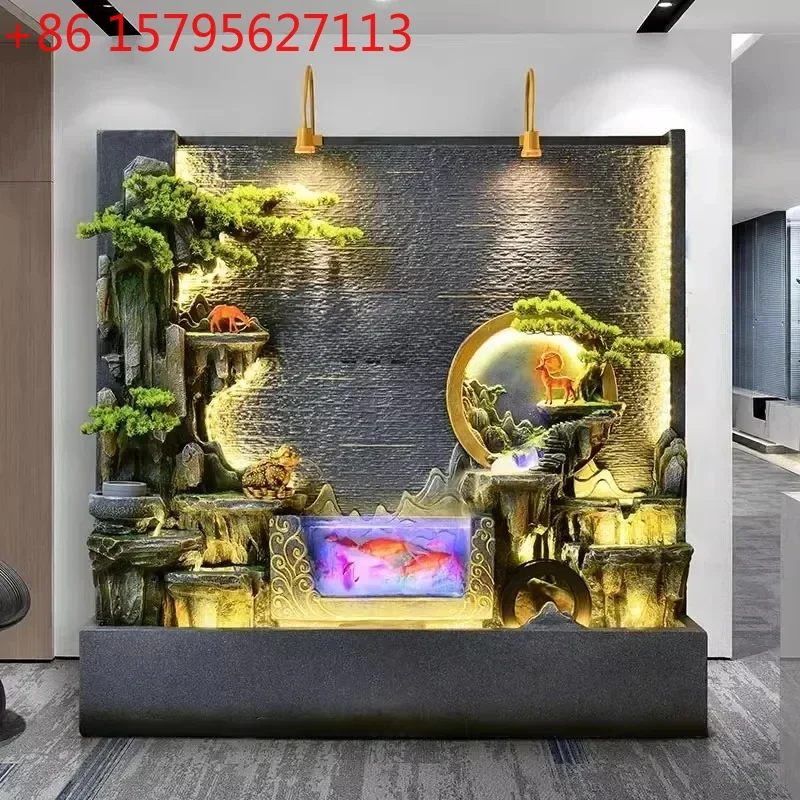 

newLarge Fake Landscape Screen Wall Flowing Water Fish Pond Decorative Decoration Office Courtyard Landscape Circulation