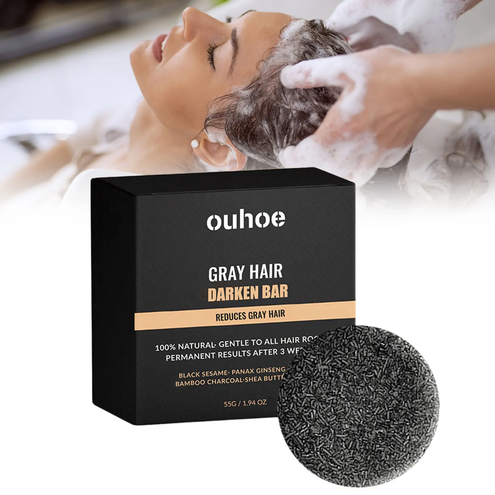 55g Natural Herbal Hair Care Shampoo Soap Nourishes Hair Roots Prevents Hair Loss Scalp Massage Cleansing Soaps For Gray Hair