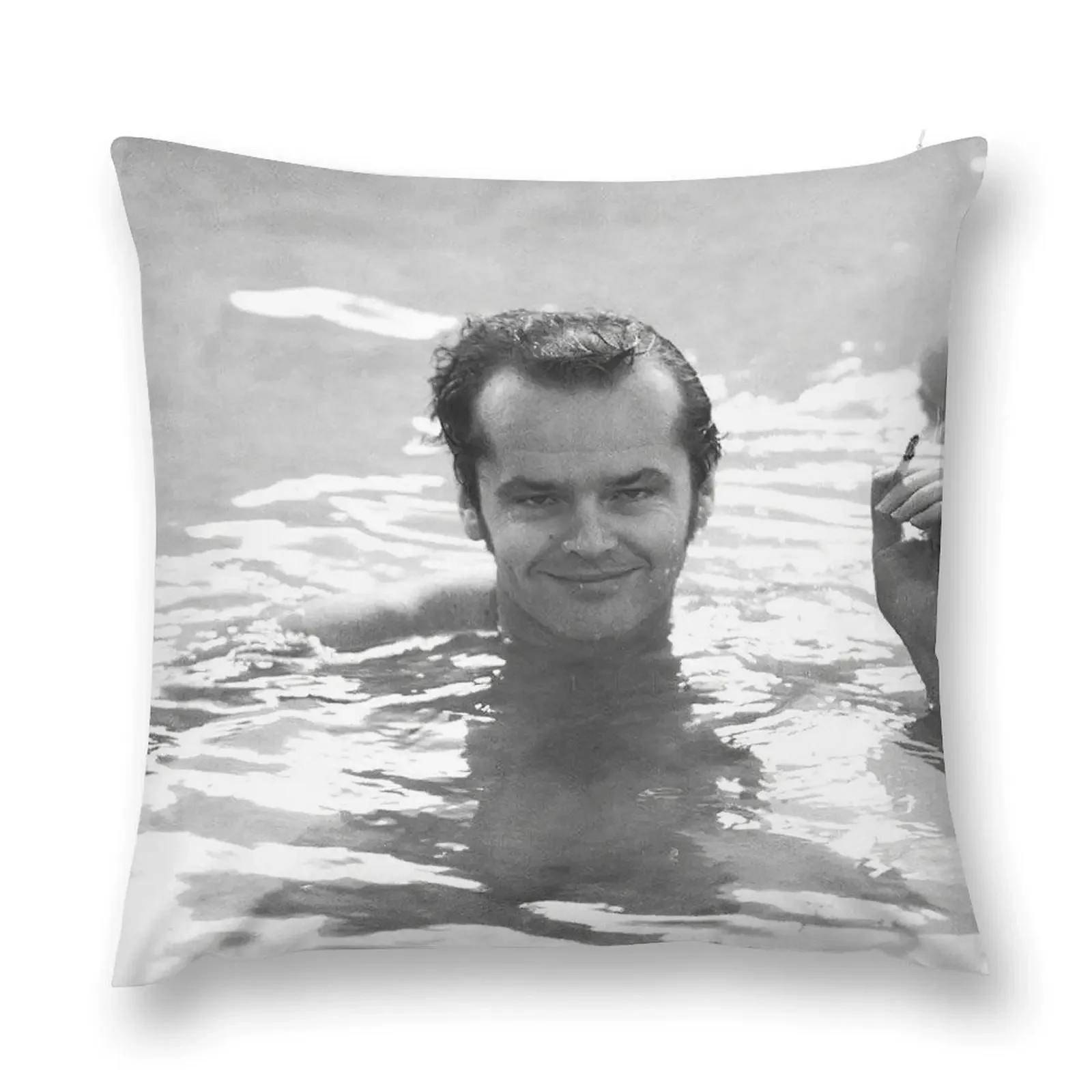 Jack Nicholson, Smoking in Pool, Retro Black and White Photograph Throw Pillow Pillowcases pillow