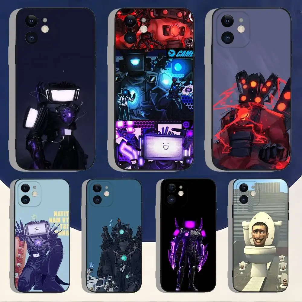 

Skibidi Toilet TV Man Phone Case For iPhone 16,15,14,13,12,11,Pro,Max,Plus,X,XS,XR,SE,8,7,Mini,Soft Silicone Black Case