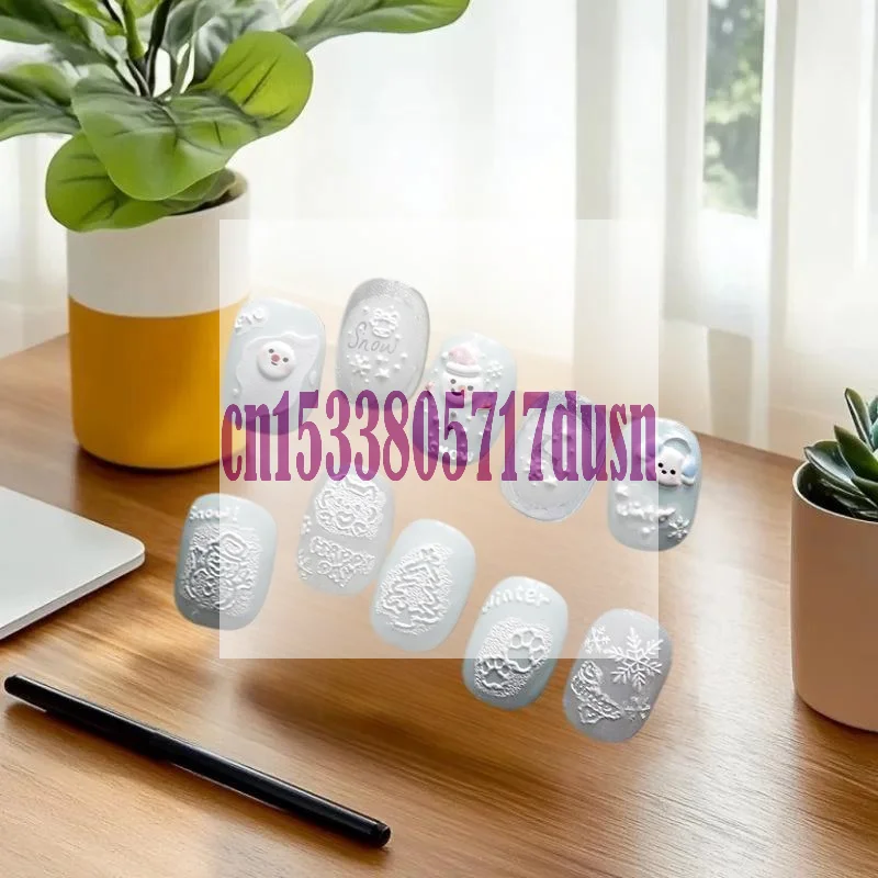 {MX329} 5D relieve lindo muñeco de nieve derretido pegatinas de decoración de uñas de Navidad arco femenino copo de nieve blanco pegatinas de decoración de uñas