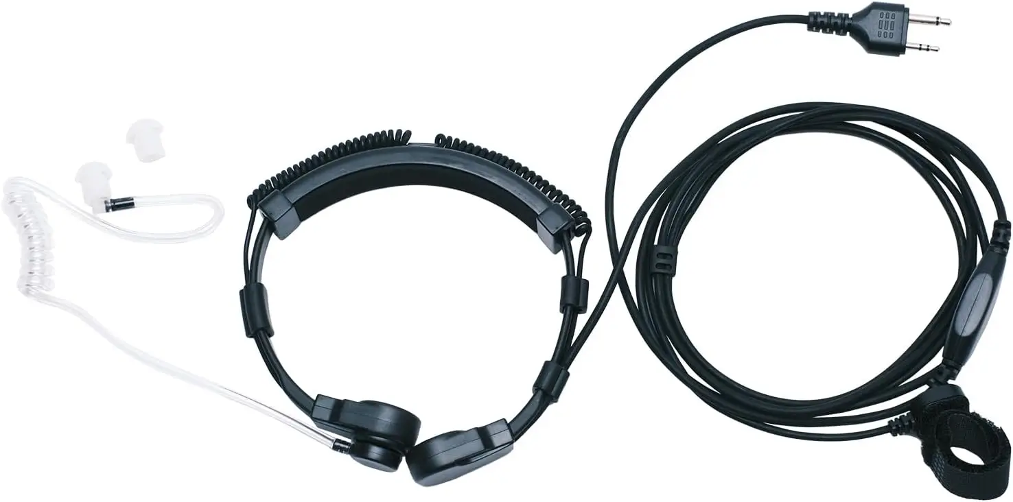 

Throat Mic Tactical Walkie Talkies Earpiece Headset with Finger PTT Compatible with Midland LXT630VP3 LXT600VP3 LXT500VP3 Radio