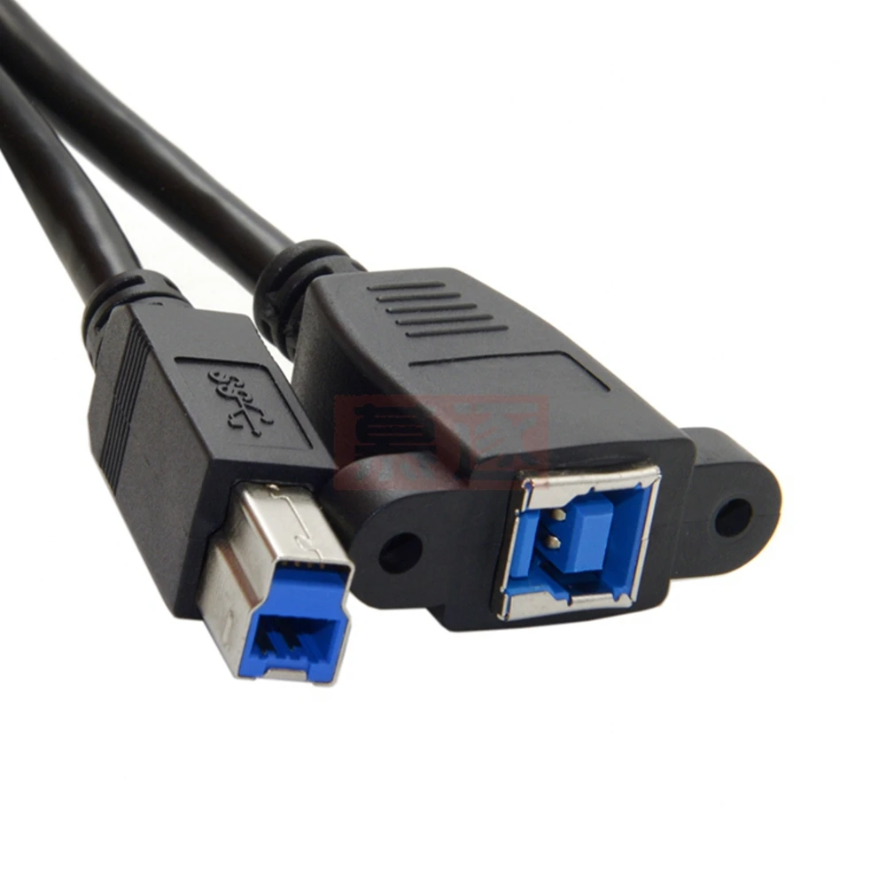 

Screw Lock Panel Mount USB 3.0 USB3.0 Type B Male to Female m/f Extension Printer HDD Enclosure Cable Cord Black Shielding 50cm