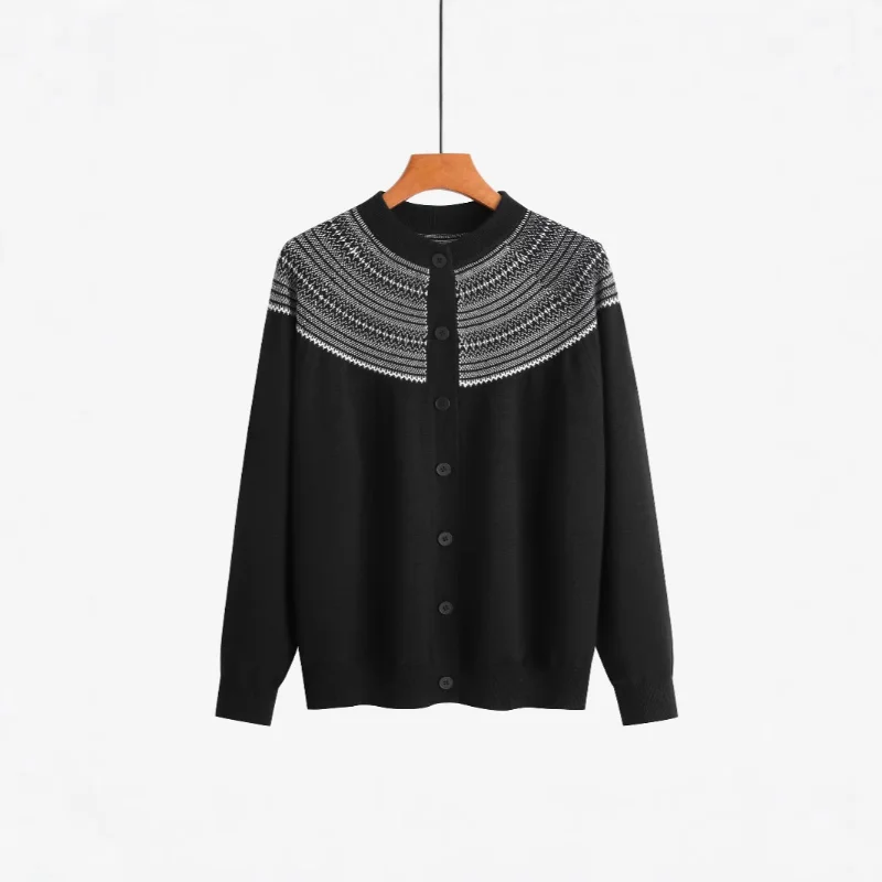 Novo outono e inverno malhas cardigan feminino todos os jogos elegante novo solto em torno do pescoço casual elegante topo
