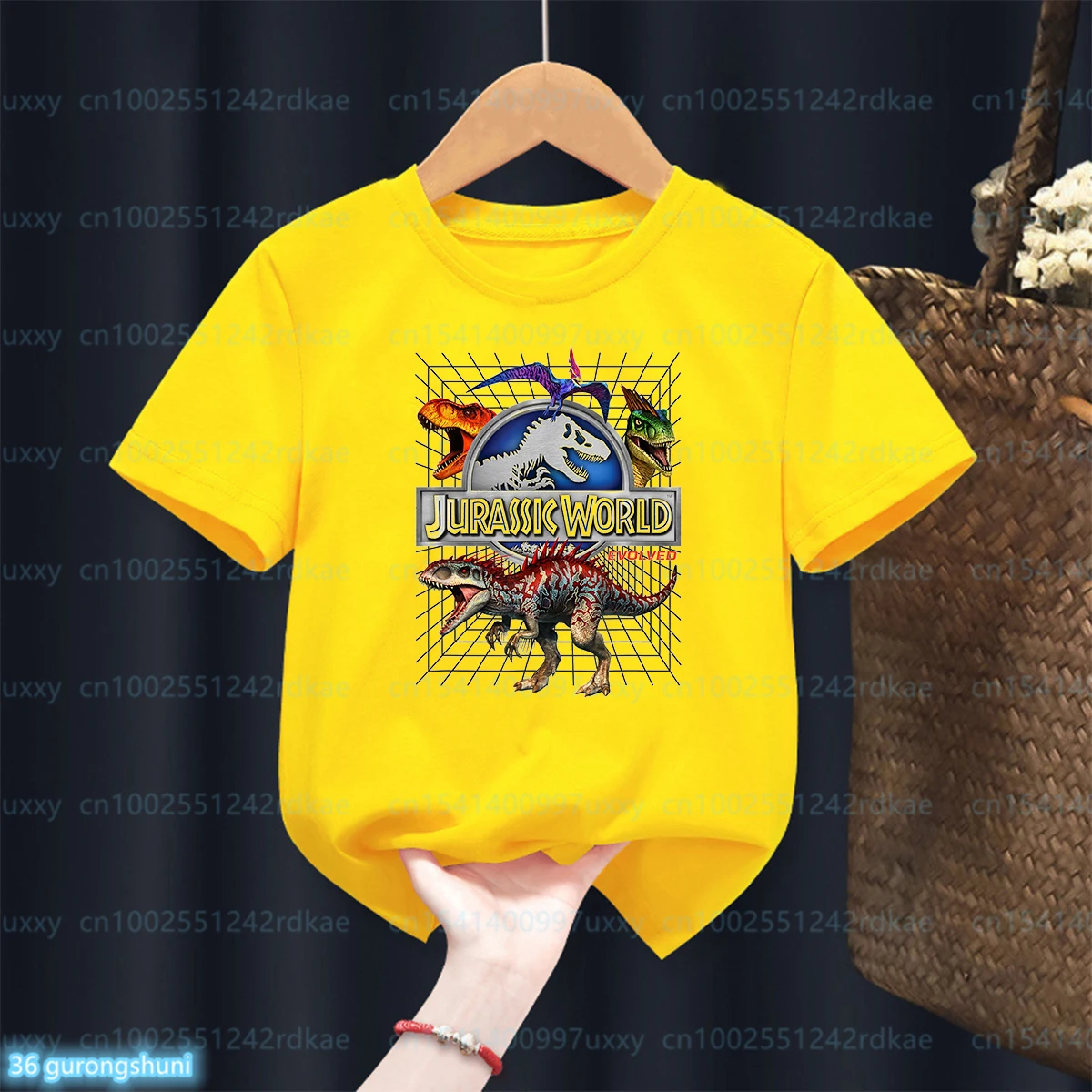 

2024 New Movie Jurassic World: Chaos Theory Graphic Print Boy T-Shirt Fashion Toddler Tshirt Summer Boy Yellow Short Sleeved Top