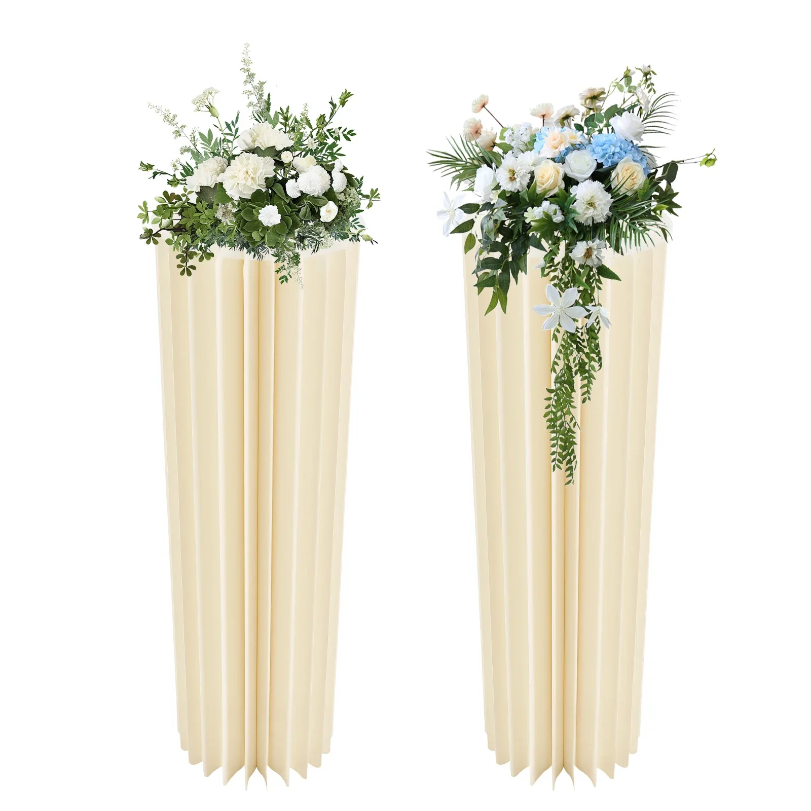 Упаковка из 2 картонных подставок для цветов, складная картонная цветочная колонна, свадебное украшение с 2 акриловыми пластинами для украшения