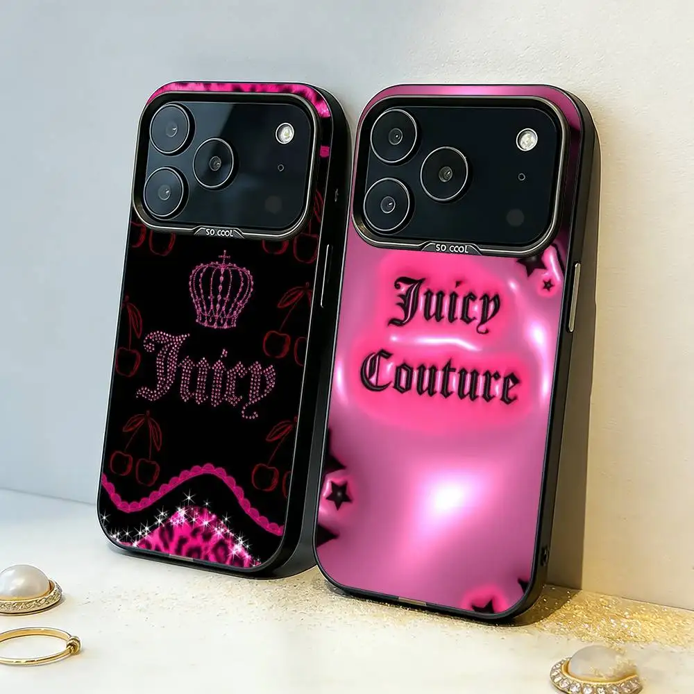 

Pink J-Juicys C-Coutures Phone Case For iPhone17 16 15 14 13 12 Pro Max Grey Black Matte Laser Metallic Aurora Funda