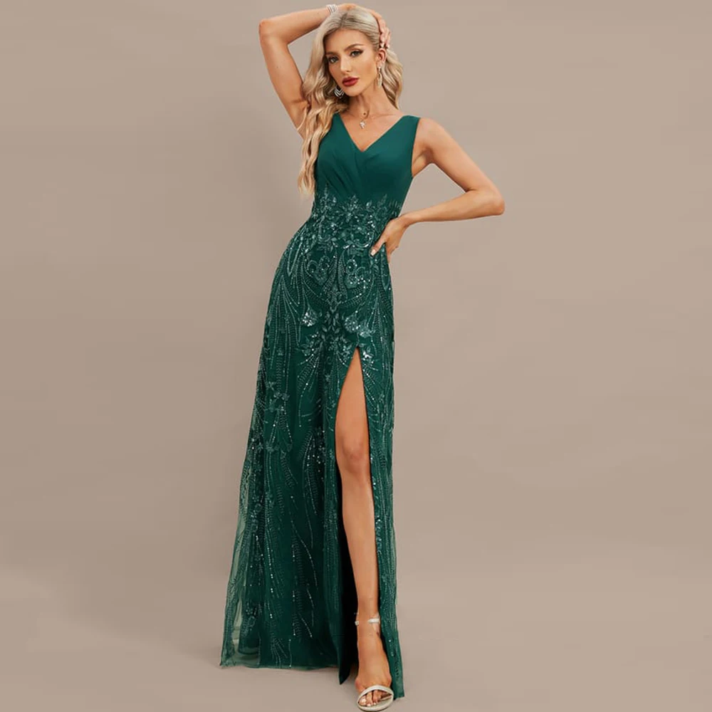 

Simple Green Mother of the Bride Dresses Exquisite Side Slit Wedding Guest Gowns Chiffon Elegant Dress Women Wedding Party 2026
