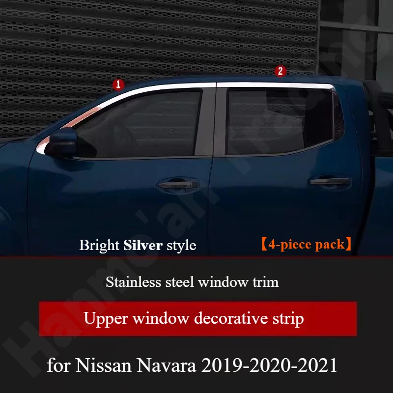 for Nissan Navara 2019-2020-2021 Stainless steel pickup truck window decorative bright strip