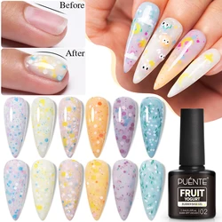 PUENTE 7.5ML frutta Yogurt Base in gomma Gel smalto per unghie Glitter paillettes Gel da costruzione Soak Off Manicure con vernice semipermanente