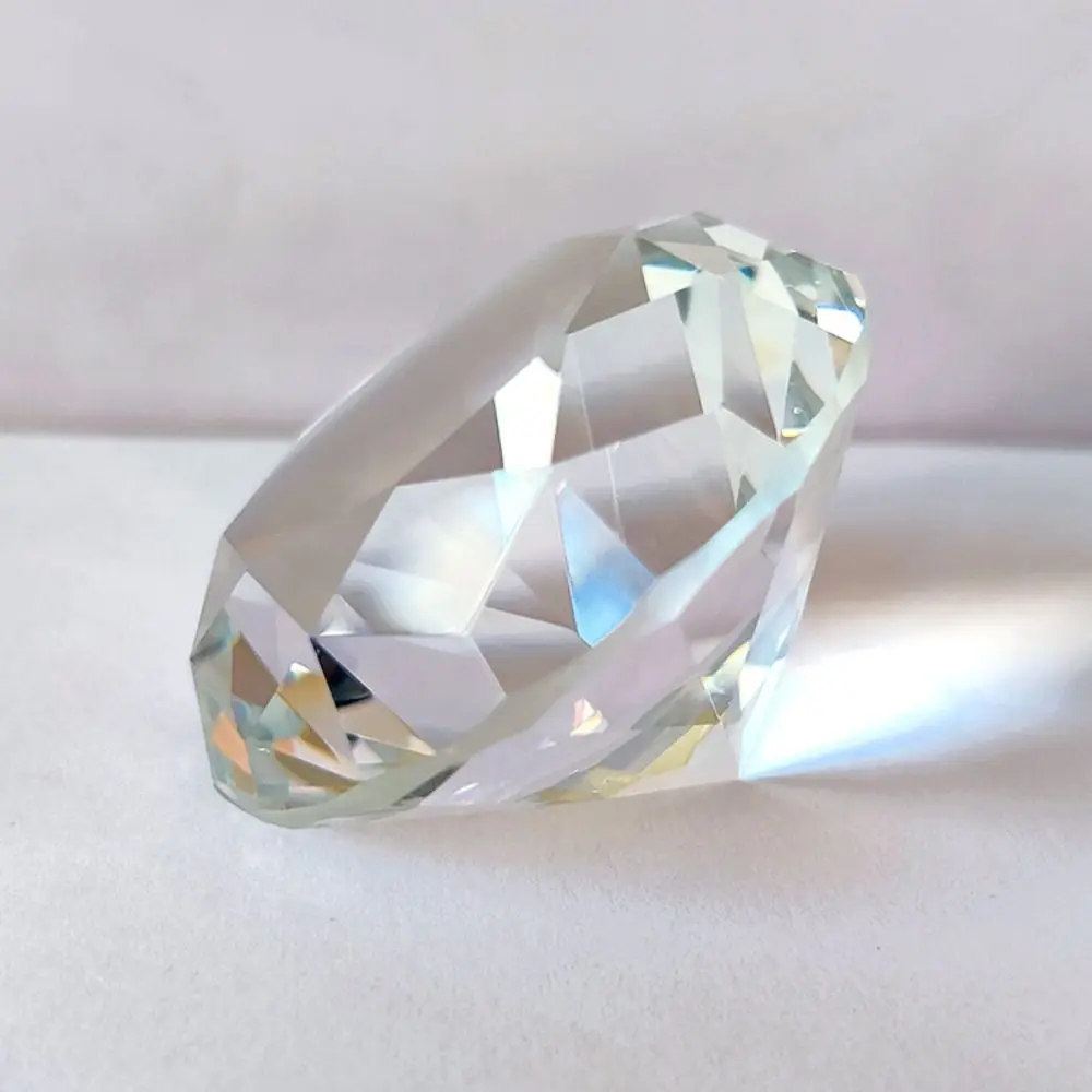 Faceted Cut Clear Crystal Diamond Romantic 60/80/100mm Artificial Crystal Diamond Crafts Gifts Big Glass Diamond Home Decoration