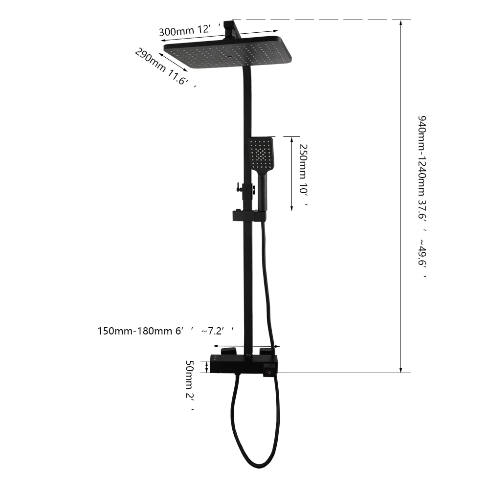 Imagem -02 - Torayvino-conjunto de Torneira de Chuveiro para Banheiro Chuveiro Chuvoso Funções Botão Sistema de Chuveiro Montado na Parede Preto Fosco