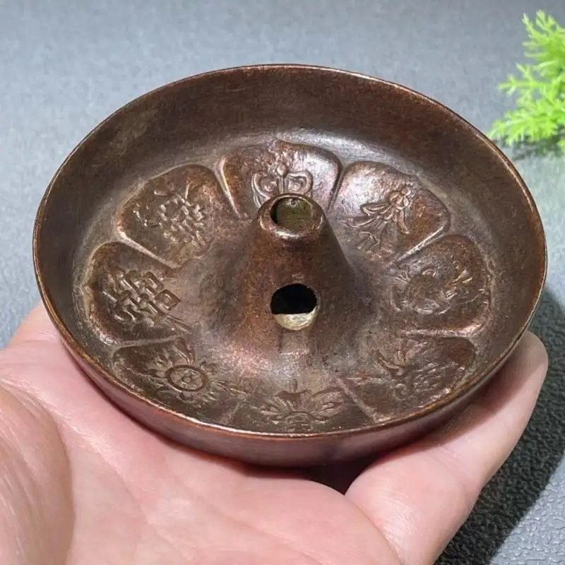 

Retro Eight Treasures Oil Lamp Desktop Crafts Decoration Oil Lamp Supplies Diameter about8.8cm High3.3cm