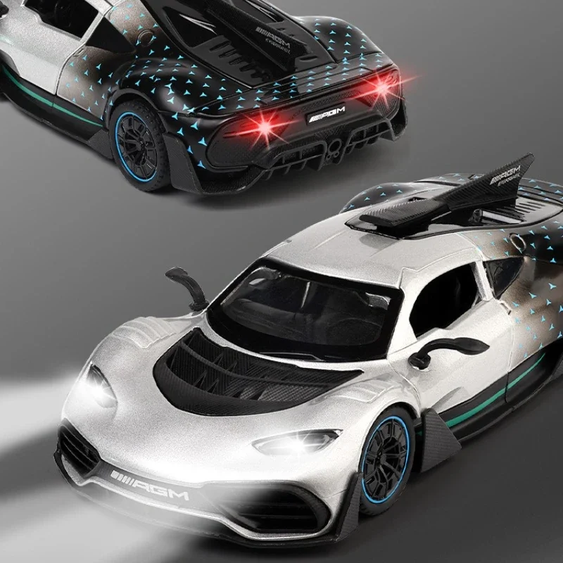 1:32 ONE Supercar aleación Metal Diecast modelo coche sonido luz Hobby coleccionables regalos de cumpleaños para novio