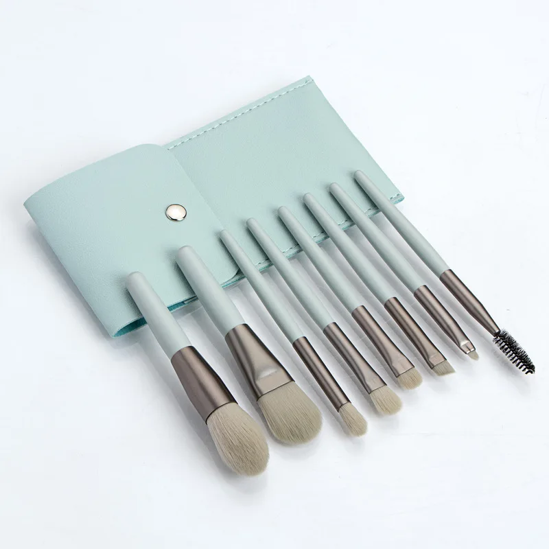 Ningying 8-teiliges tragbares Mini-Make-up-Pinsel-Set, buntes Beauty-Tools, Kosmetikpinsel-Set für Lidschatten, Rouge und Lippenstift