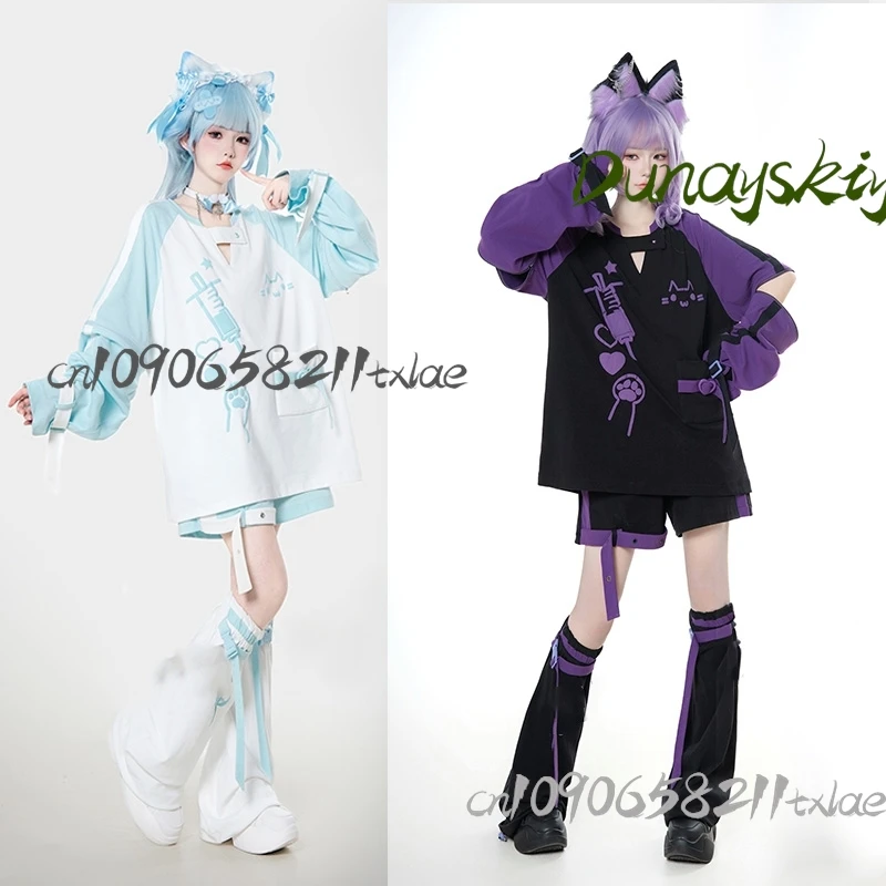 

jirai kei japanese house girl subculture gothic dark anime sleeve detachable tshirt set cosplay costumes Halloween daily cosplay