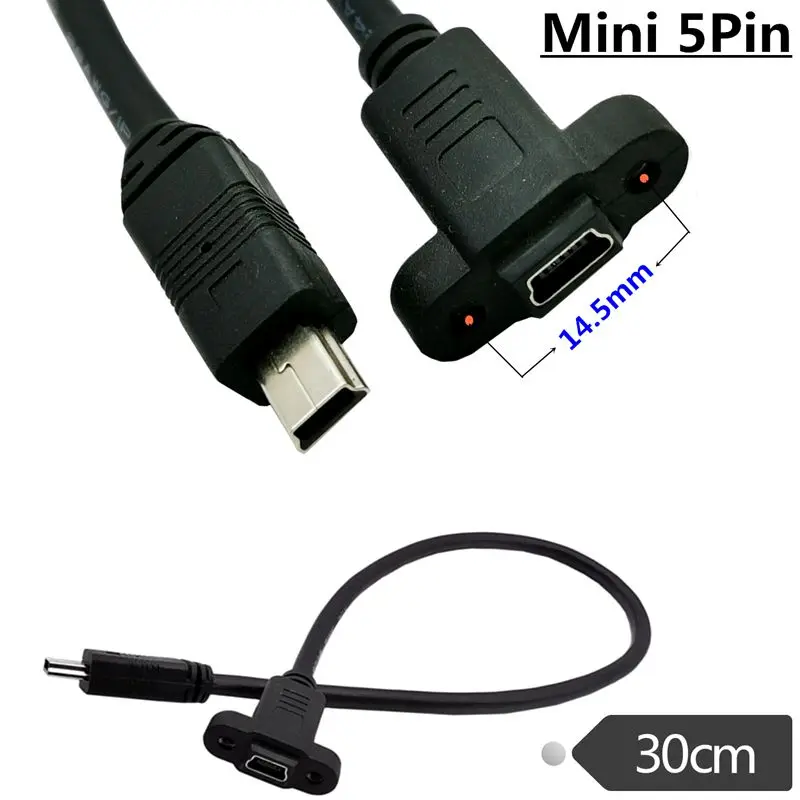 Mini 5Pin With Screw Holes For Fixation, Ear Extension, Data Charging Cable, Mini T-Port Male And Female