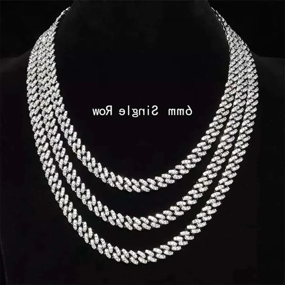 

Hiphop Chain 6mm Single Row S925 Silver Necklace Pass Diamond Tester Moissanite Necklace Cuban Link Chain