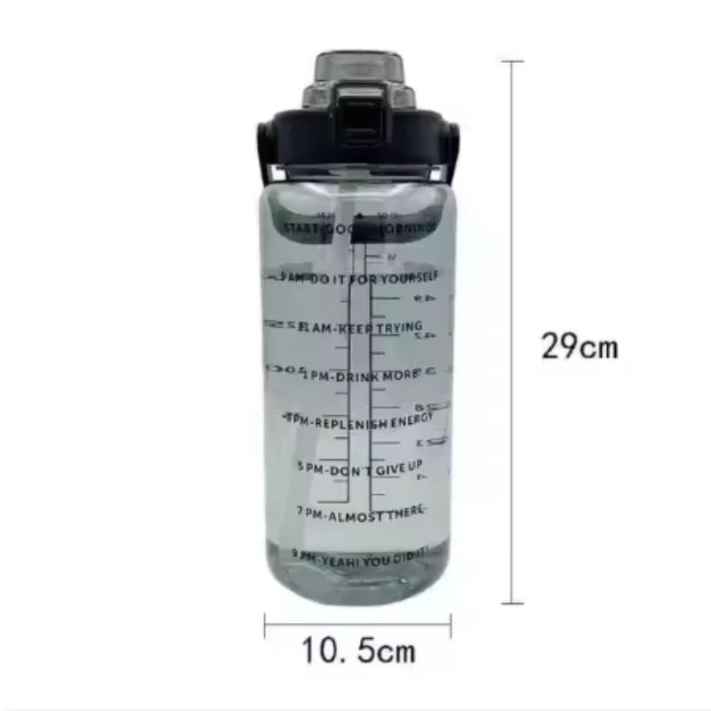 2L Sports Water Bottle with Straw & Time Marker 5
