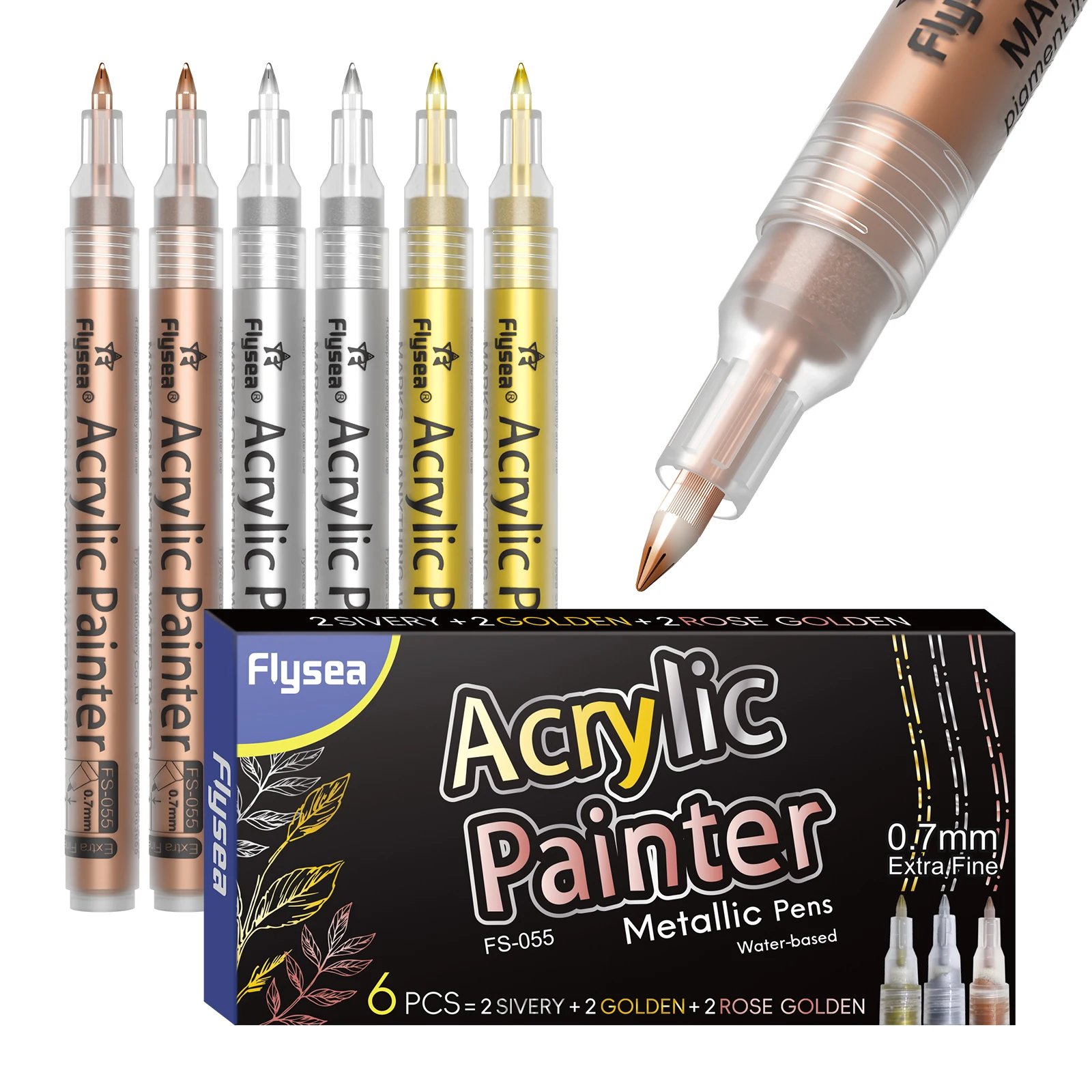 Acryl-Farbmarker-Set 6/12/28 Farben 0,7mm/3,0mm Acryl-Kunstmarker für Stein Glas Leinwand Metall Keramik Tasse Holz Kunststoff – Detail 20