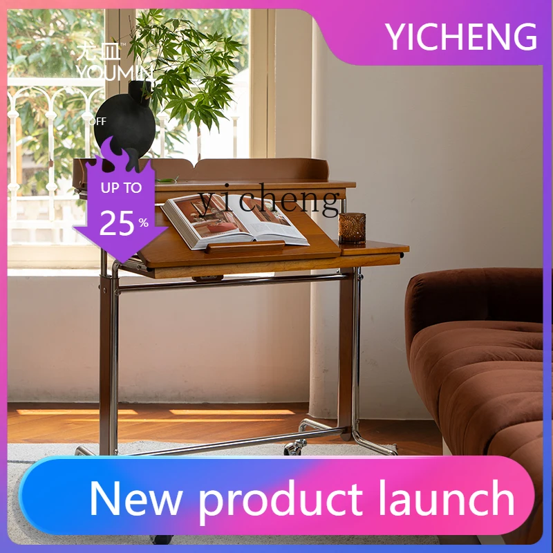 

LYY liftable with mobile medieval solid wood small desk Children's lifting study desk