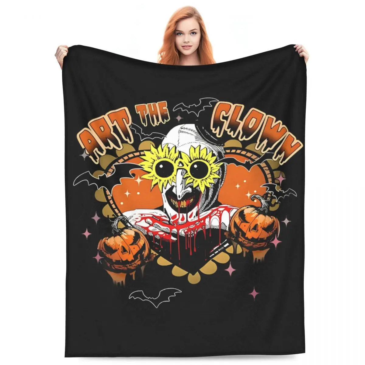 Terrifier Clown Happy Holliday Halloween Blankets Flannel Printed Breathable Warm Throw Blanket for Sofa Couch Plush Thin Quilt