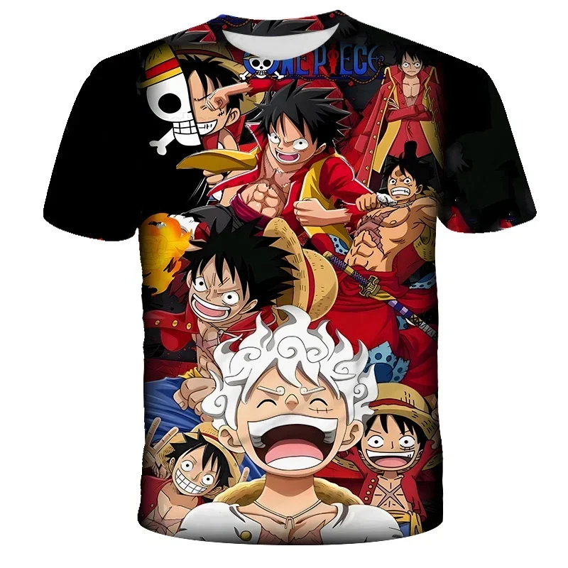 جديد الصيف تي شيرت الاطفال أنيمي قطعة واحدة لوفي الأولاد ملابس الاطفال الفتيان تي شيرت الاطفال الصيف قصيرة الأكمام بلايز كول تي شيرت