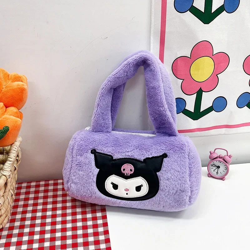 Bolso de hombro de felpa Kawaii Sanrio Hello Kitty para niñas, bolso de mano de dibujos animados, bolso de muñeca lindo y Simple, recién llegados, bolso de mano de gran capacidad