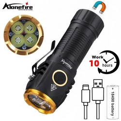 4x Led High Bright Small Flashlight USB Rechargeable Portable Tail Magnet Torch Outdoor Hiking Camping Home Work Car Repai light