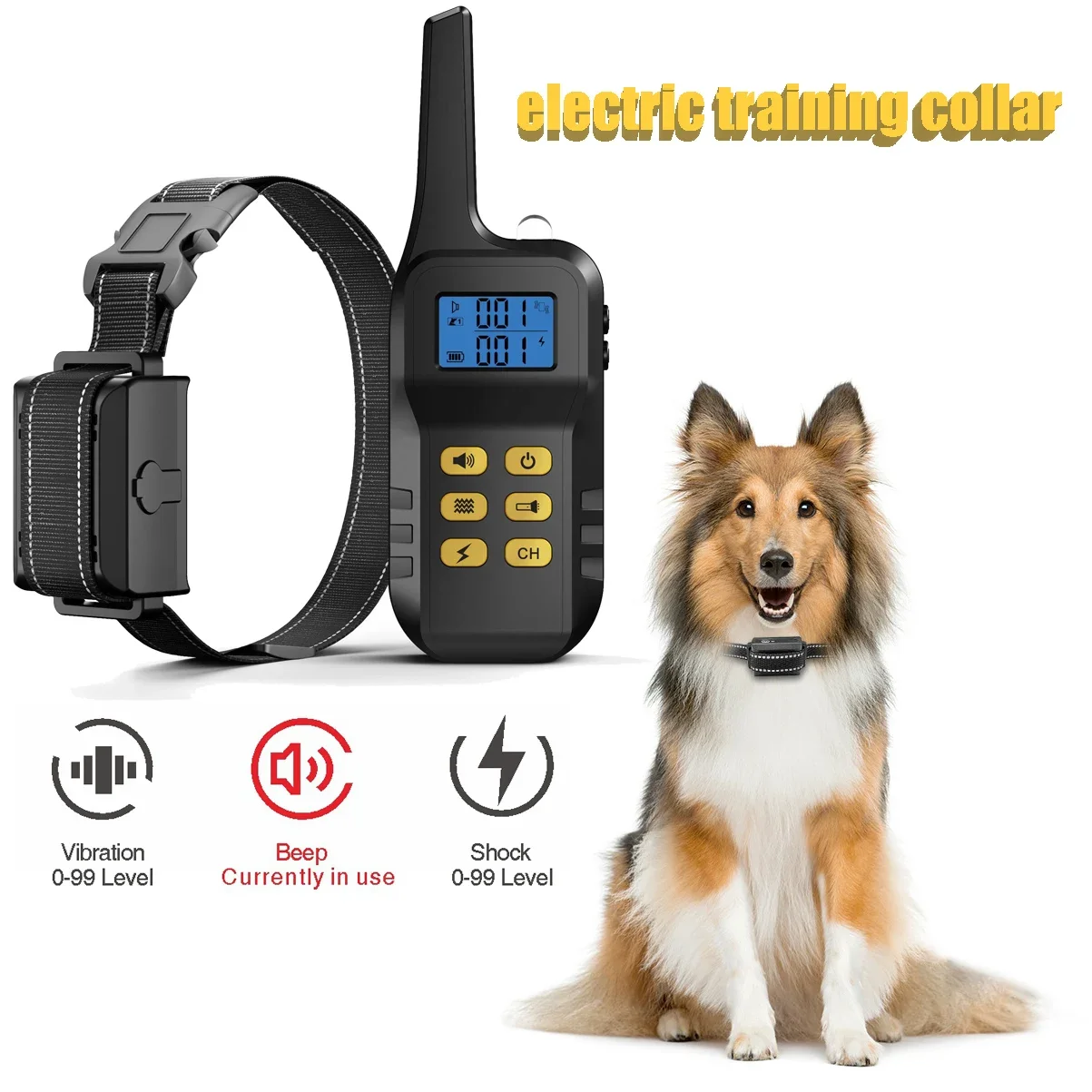 

New Electric Dog Training Collar 1000m Pet Bark Stop Collar Remote Transmitter Anti Bark Device Automatic Bark Control Collar