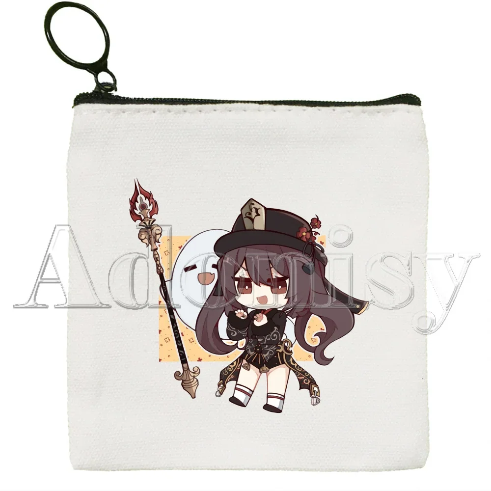 Genshin Impact Hu Tao Kawaii Game Mini porte-monnaie, porte-monnaie en toile, portefeuille étudiant, étui à fermeture éclair, porte-clés féminin, mignon